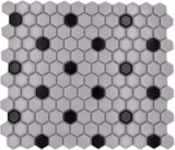Piastrella mosaico ceramica esagonale mix beige nero lucido cucina alzatina bagno MOS11A-03G01_f