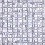 Piastrelle in vetro mosaico retro legno grigio cucina alzatina bagno MOS78-W09_f