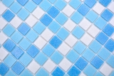 Campione a mano di mosaico tessere di vetro mosaico Classic Mix vetro mix bianco blu carta-legante piscina mosaico piscina MOS210-323P_m