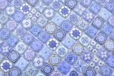 MOS78-RB33_m: piastrelle di mosaico a mano, mosaico di vetro, mosaico combinato, retro biscotto, piastrelle blu