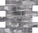 Piastrella di vetro a mosaico nero con argento lucido parete cucina bagno doccia MOS88-SW02