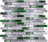 Pietra naturale vetro mosaico grigio con verde lucido parete cucina bagno doccia - MOS87-0405