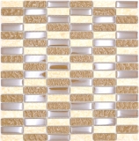 Pietra naturale vetro mosaico beige lucido parete cucina bagno doccia - MOS87-SM128