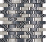Piastrella di vetro a mosaico grigio argento oro lucido parete cucina bagno doccia - MOS83-MW20
