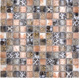 Mosaico di vetro piastrelle marrone lucido leopardo parete cucina bagno doccia MOS68-WL64_f
