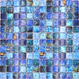 Mosaico di vetro piastrelle blu lucido Uccello parete cucina bagno doccia MOS68-WL74_f