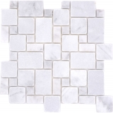 Piastrelle di pietra naturale mosaico marmo bianco opaco parete pavimento cucina bagno doccia MOS40-FP42_f