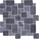 Piastrelle in pietra naturale mosaico marmo nero opaco parete pavimento cucina bagno doccia MOS40-FP43_f