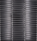 Mosaico ceramico bacchette nero lucido parete cucina bagno doccia MOS24-CG21_f
