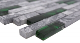 Mosaico di vetro in pietra naturale dipinto a mano grigio con parete verde lucida cucina bagno doccia - MOS87-0405_m