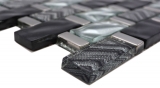 Mosaico in vetro dipinto a mano grigio nero argento lucido parete cucina bagno doccia - MOS83-MW10_m