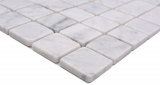 Campione a mano pietra naturale mosaico marmo bianco carrara look opaco parete pavimento cucina bagno doccia MOS42-32-2000_m