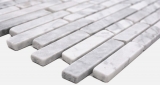 Campione a mano piastrelle di mosaico in pietra naturale marmo bianco carrara look opaco parete pavimento cucina bagno doccia MOS40-Brick2000_m