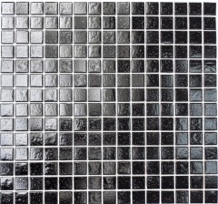 Piastrella di vetro a mosaico punti neri doccia MURO BAGNO parete cucina - MOS50-0302
