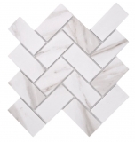 Mosaico ceramico a spina di pesce Calacatta bianco grigio-marrone opaco MOS24-1112