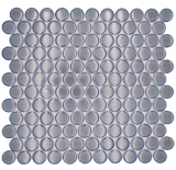 Mosaico ceramico Button Loop Penny Round uni grigio-blu antracite lucido MOS10-0204GR