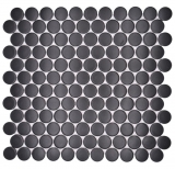 Piastrella di ceramica Button Loop Penny Round tinta unita nero opaco MOS10-0311GR