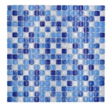 Piastrella di vetro per mosaico bianco sporco blu MOS92-0104