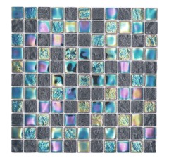 Mosaico in vetro piccolo infradito iridescente nero multicolore MOS65-S65