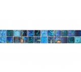 Bordo a mosaico Mosaico di vetro Mondo animale BIRD Blu chiaro Blu scuro MOS68BOR-WL74