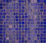 Piastrella di mosaico di vetro Blu scuro Blu oltremare Rame iridescente MOS230-G19