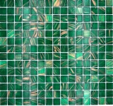 Piastrella di vetro per mosaico verde opale rame iridescente MOS230-G28
