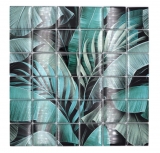 Piastrella di vetro mosaico mix verde nero lucido aspetto floreale piastrella di mosaico cucina piastrella specchio bagno doccia parete MOS88-Pic05_f