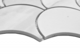 Ventaglio in mosaico di ceramica dipinto a mano Cararra a squame di pesce bianco grigio opaco MOS13-FS0102_m