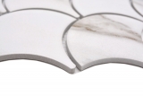 Ventaglio in mosaico di ceramica dipinto a mano Calacatta a squame di pesce bianco grigio-marrone opaco MOS13-FS112_m