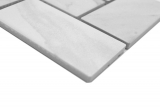 Campione a mano di mosaico ceramico a spina di pesce Carrara look bianco grigio opaco MOS24-1102_m
