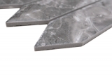 Mosaico ceramico dipinto a mano esagono esagono effetto pietra allungato grigio scuro opaco MOS13-L0208_m