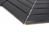 Mosaico ceramico dipinto a mano a spina di pesce tinta unita nero opaco MOS24-EV29_m