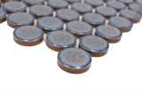 Piastrella di ceramica a mosaico decorata a mano Button Loop Penny Round uni grigio-blu antracite lucido MOS10-0204GR_m