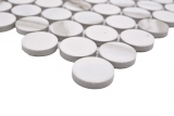 Piastrella di ceramica a mosaico decorata a mano Button Loop Penny Round Calacatta bianco grigio-marrone opaco MOS10-1112GR_m