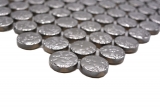 Piastrella di ceramica a mosaico decorata a mano Button Loop Penny Round uni argento martellato MOS10-0207_m
