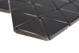 Piastrella di mosaico in ceramica dipinta a mano triangolo diamante tinta unita nero lucido MOS13-t59_m