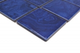Piastrella di mosaico in ceramica dipinta a mano blu cobalto striature azzurre MOS14-0406_m