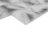 Piastrella di mosaico di vetro campione a mano composito bianco nero opaco aspetto foglia MOS88-FL25_m