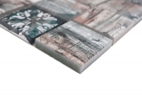 Mosaico in vetro dipinto a mano Medio Vintage Patchwork grigio marrone verde pastello ornamento effetto legno MOS160-W900_m