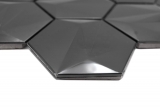 Piastrelle di mosaico esagonali in acciaio inox dipinte a mano 3D acciaio tungsteno lucido/opaco MOS128-PL_m