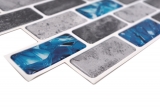 Campione a mano pellicola autoadesiva per mosaico in vinile rettangolo composito grigio blu iridescente MOS200-MS8_m