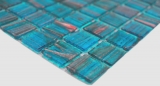 Mosaico di vetro dipinto a mano tessere di mosaico blu turchese perla genziana rame iridescente MOS230-G62_m