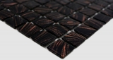 Mosaico di vetro dipinto a mano tessere di mosaico Nero rame iridescente scintillante MOS230-G49_m