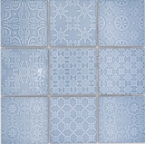 Piastrelle di ceramica a mosaico Jasba blu nordico lucido look retrò parete cucina bagno piastrelle doccia / 10 tappetini a mosaico