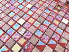 Mosaico dipinto a mano Piastrella traslucida rosso rosa oro Mosaico di vetro Pietra di cristallo EP rosso rosa oro MOS92-1208_m
