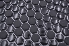 Campione a mano Smalto esagonale mix nero lucido/opaco piastrelle parete backsplash cucina doccia bagno MOS140-0301_m
