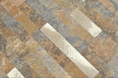 MOS200-MSG_m è un mosaico di piastrelle in vinile composito dipinto a mano con effetto pietra Multi Slate/Gold
