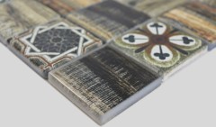 Campione a mano quadrato Crystal mix marrone-verde piastrelle da parete backsplash Mos160-w500_m
