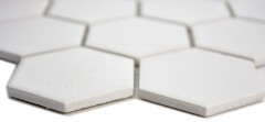 Piastrella di mosaico dipinta a mano in ceramica esagonale bianca non smaltata MOS11B-0102-R10_m
