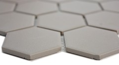 Mosaico dipinto a mano in ceramica esagono grigio non smaltato MOS11B-0202-R10_m